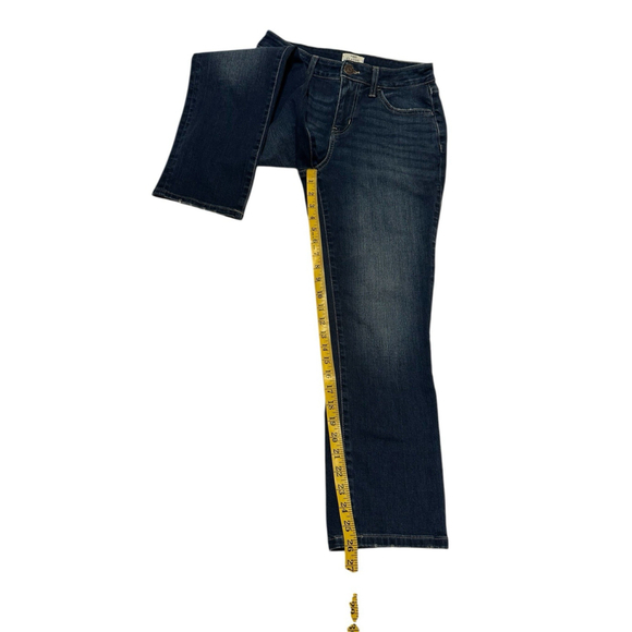 M Jeans Classic Mid-Rise Crop Maurices Womens 6 BLUE Denim Jeans Distressed Hem - Picture 12 of 16